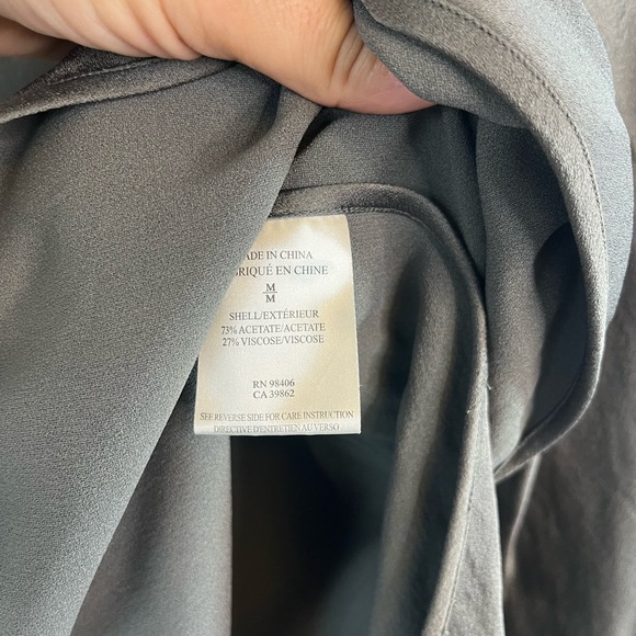 Theory woman’s gray shiny‎ long sleeve split side shirt size medium - Picture 4 of 5